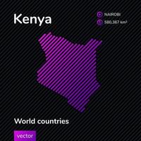 vettore stilizzato piatto carta geografica di Kenia nel viola colori su a strisce nero sfondo. educativo bandiera