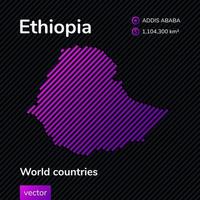 vettore Etiopia carta geografica fatto nel piatto stile nel viola colori su un' nero a strisce sfondo. educativo bandiera
