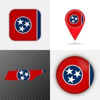 impostato di Tennessee stato bandiera. vettore illustrazione.