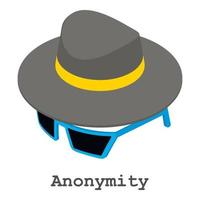 anonimato icona, isometrico stile vettore