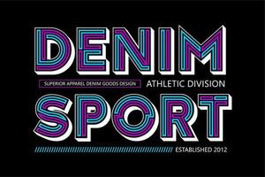 denim sport tipografia design stampato per magliette vettore