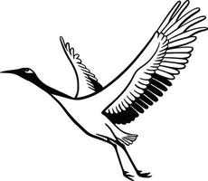 illustrazione vettoriale di fenicottero isolato su bianco. silhouette di linea di uccello tropicale in piedi su una gamba. contorno fenicottero floreale con fiori