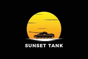 tramonto Alba deserto serbatoio silhouette logo design vettore