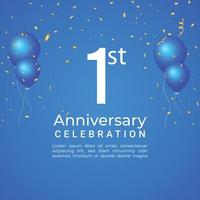 1 ° anniversario celebrazione sfondo design con colorato palloncini. vettore