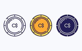 moneta moneta linea e glifo icona, vettore illustrazione