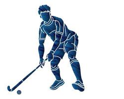 campo hockey sport maschio giocatore azione vettore