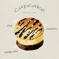 mano disegnato acquerello torte con Cupcake vettore