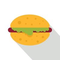 Hamburger con insalata icona, piatto stile vettore