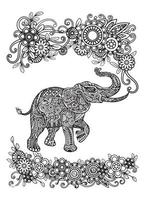elefante mandala colorazione pagina vettore