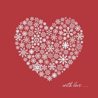 cuore fatto di bianca i fiocchi di neve su un' rosso sfondo. San Valentino giorno design. inverno vacanza concetto con amore. vettore illustrazione.