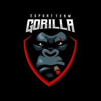 gorilla esport logo design illustrazione vettore