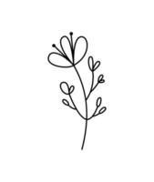 primavera vettore stilizzato fiore e le foglie con monoline Linee. scandinavo illustrazione arte elemento. decorativo estate floreale Immagine per saluto San Valentino carta o vacanza manifesto