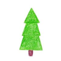 Natale albero disegnato di mano con colorato matite. cartone animato stile. isolato su bianca sfondo vettore