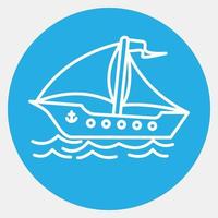 icona vela nave. mezzi di trasporto elementi. icone nel blu stile. bene per stampe, manifesti, logo, cartello, annuncio, eccetera. vettore