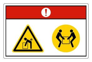 Pericolo sollevamento rischio uso Due persona sollevamento simbolo cartello su bianca sfondo vettore