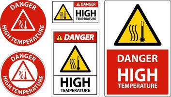 Pericolo alto temperatura simbolo e testo sicurezza cartello. vettore