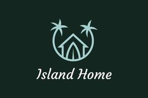 proprietà e appartamento su isola con oceano onde e palma albero adatto per vero tenuta logo vettore