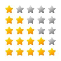 uno stella per cinque stelle valutazione icona impostato nel piatto stile design isolato su bianca sfondo. risposta concetto. vettore