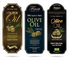 moderno etichette grafico design con olive le foglie e oliva vettore