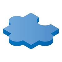 blu puzzle icona, isometrico stile vettore
