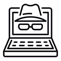 il computer portatile pirata icona, schema stile vettore