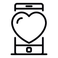 smartphone cuore icona, schema stile vettore