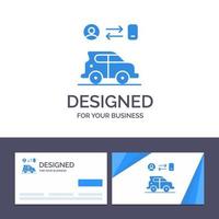 creativo attività commerciale carta e logo modello auto trasporto uomo tecnologia vettore illustrazione