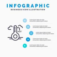 temperatura caldo tempo metereologico aggiornare blu infografica modello 5 passaggi vettore linea icona modello