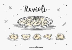 Insieme di vettore dei ravioli disegnato a mano