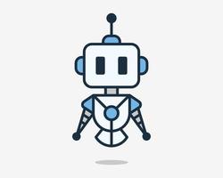 robot cyborg robotica informatica umanoide assistente Bot futuristico macchina piatto portafortuna vettore logo design