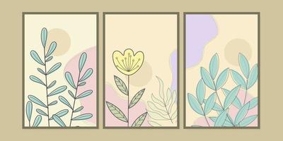 astratto botanico sfondo casa arredamento copertina impostare. mano disegnato sfondo. coperture per parete arte, interni, sfondi. vettore