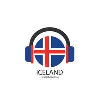Islanda cuffie bandiera vettore su bianca sfondo.