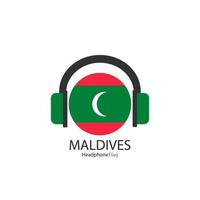Maldive cuffie bandiera vettore su bianca sfondo.