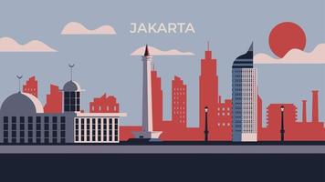 jakarta città piatto illustrazione vettore