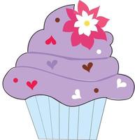 Cupcake con viola crema arte vettore