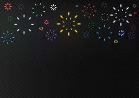 luminosa colorato fuochi d'artificio a crepuscolo. scintillante fuoco d'artificio festivo, vacanza carnevale petardo esplosione scoppio e astratto scoppiare nel notte cielo per congratulazione carta design. vettore