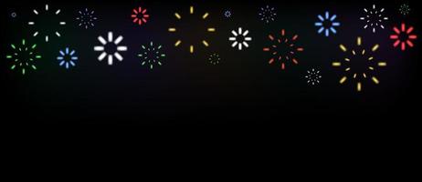 luminosa colorato fuochi d'artificio a crepuscolo. scintillante fuoco d'artificio festivo, vacanza carnevale petardo esplosione scoppio e astratto scoppiare nel notte cielo per congratulazione carta design. vettore