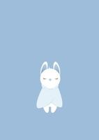poco triste bianca coniglio nel un' blu Lunedi coperta vettore