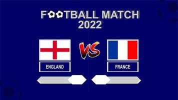 Inghilterra vs Francia calcio tazza 2022 blu modello sfondo vettore per programma o risultato incontro trimestre finale