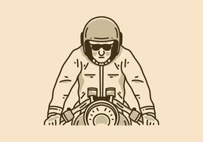 Vintage ▾ arte illustrazione di un' uomo su un' motocicletta vettore