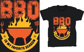 bbq è mio preferito stagione vettore tipografia maglietta design. Perfetto per Stampa elementi e borse, manifesti, carte, vettore illustrazione. isolato su nero.