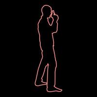 neon uomo con pistola silhouette penale persona concetto lato Visualizza icona rosso colore vettore illustrazione Immagine piatto stile