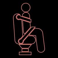neon uomo su auto posto a sedere utilizzando auto cintura per sicurezza umano con sicurezza cintura bastone auto concetto icona rosso colore vettore illustrazione Immagine piatto stile