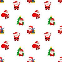 Natale vettore modello con carino Santa claus, Natale albero e Natale albero giocattoli nel cartone animato stile. festivo modello per i regali, gioielleria, involucro carta, banner
