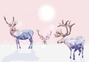 Caribous Low Poly Vector Illustration