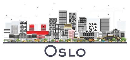 Oslo Norvegia orizzonte con grigio edifici isolato su bianca sfondo. vettore