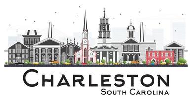 Charleston Sud carolina orizzonte con grigio edifici isolato su bianca sfondo. vettore