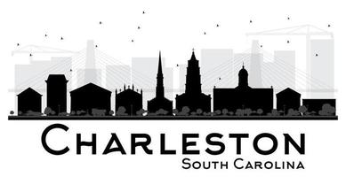 Charleston Sud carolina città orizzonte nero e bianca silhouette. vettore