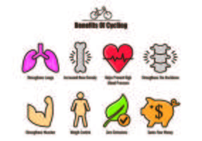 Icone dei vantaggi in bicicletta vettore