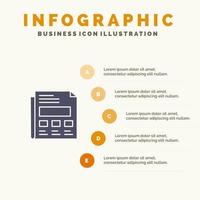 rapporto carta foglio presentazione solido icona infografica 5 passaggi presentazione sfondo vettore